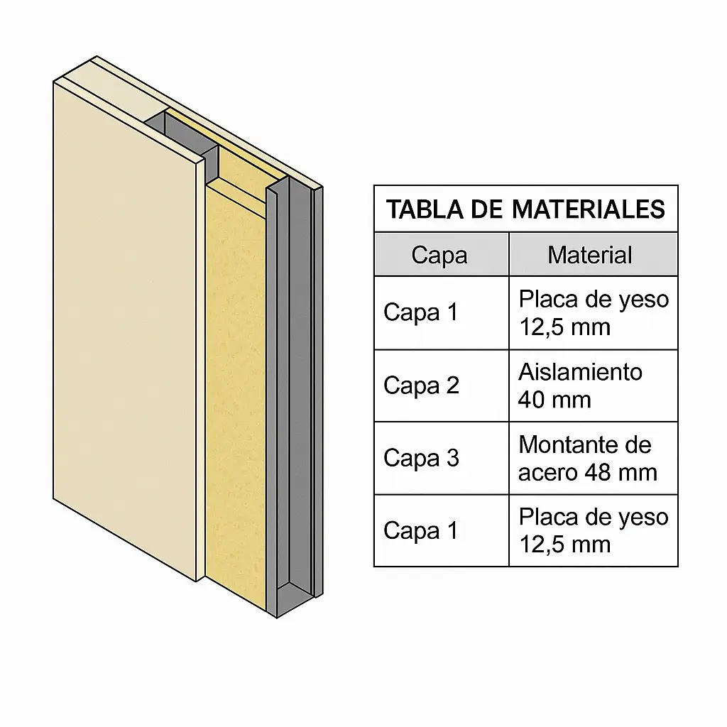 Medir tabiquería de Pladur en REVIT siguiendo la norma UNE