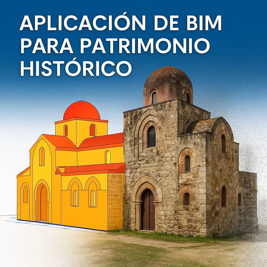 Comparativa entre una iglesia histórica escaneada y su modelo BIM en Revit, aplicada a la conservación del patrimonio arquitectónico.