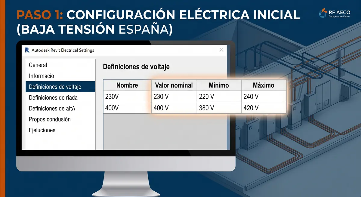 Ajustes de voltaje para el Modelado Eléctrico en Revit MEP
