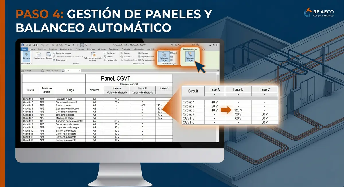 Diseño y Modelado Eléctrico en Revit MEP - Balanceo de cuadros